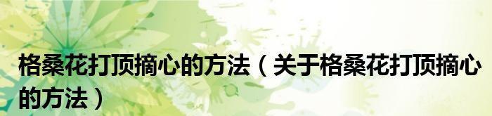 格桑花摘心时间、方法与步骤（揭秘高原花海中的花朵“心”）